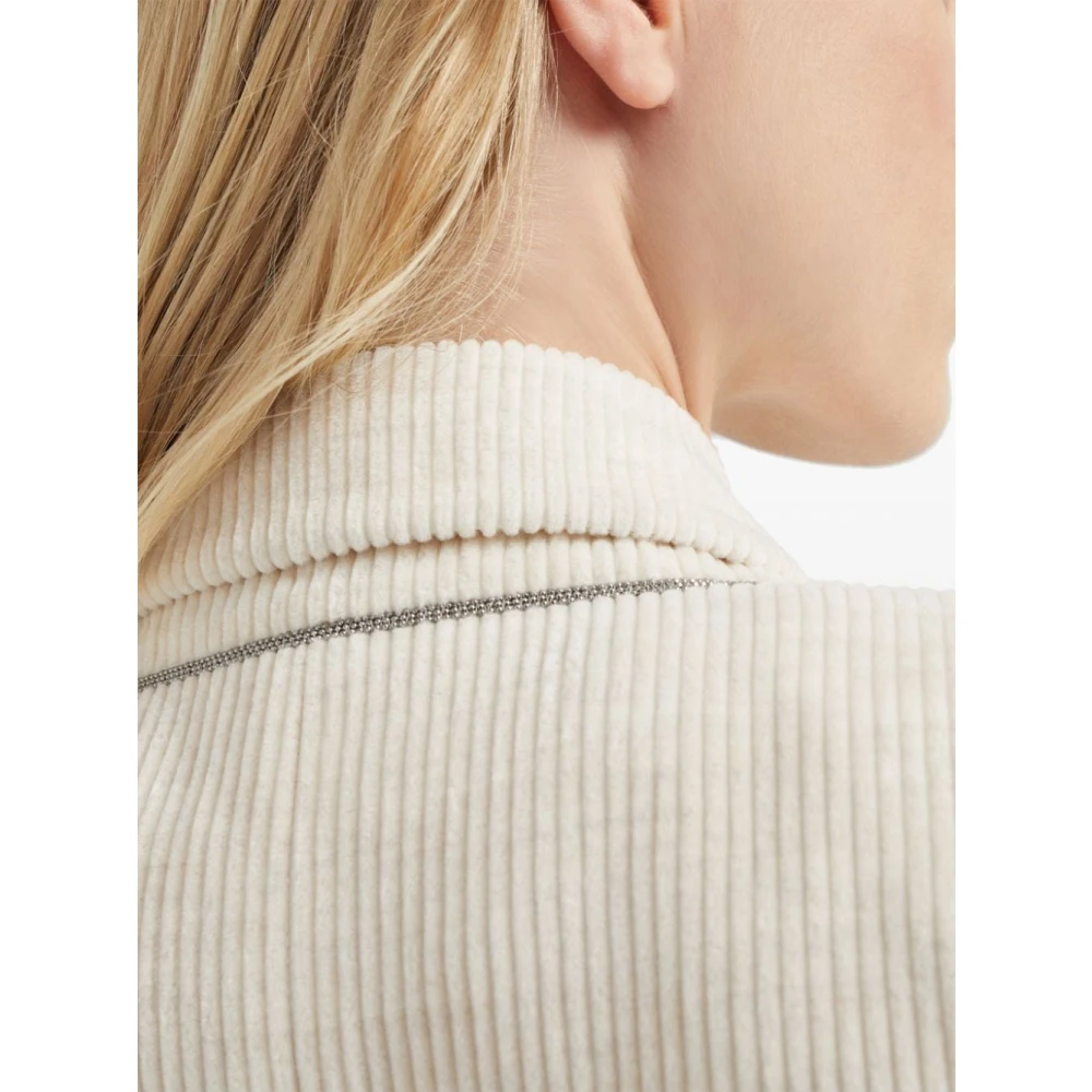 BRUNELLO CUCINELLI Ivory Corduroy Double-Breasted Jacket Beige Dames