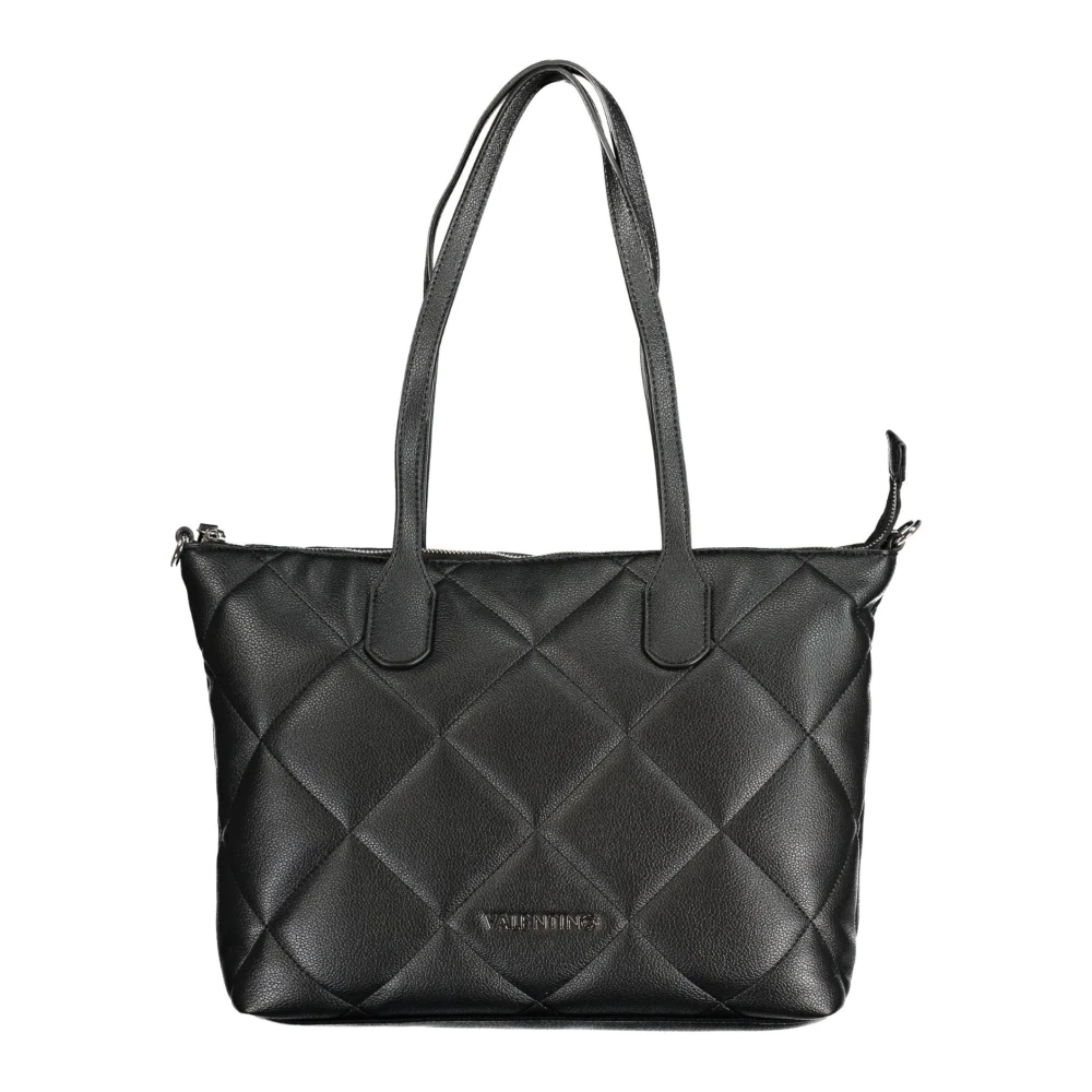 Valentino by Mario Valentino Zwarte polyethyleen schoudertas met kettinghandvat Black Dames