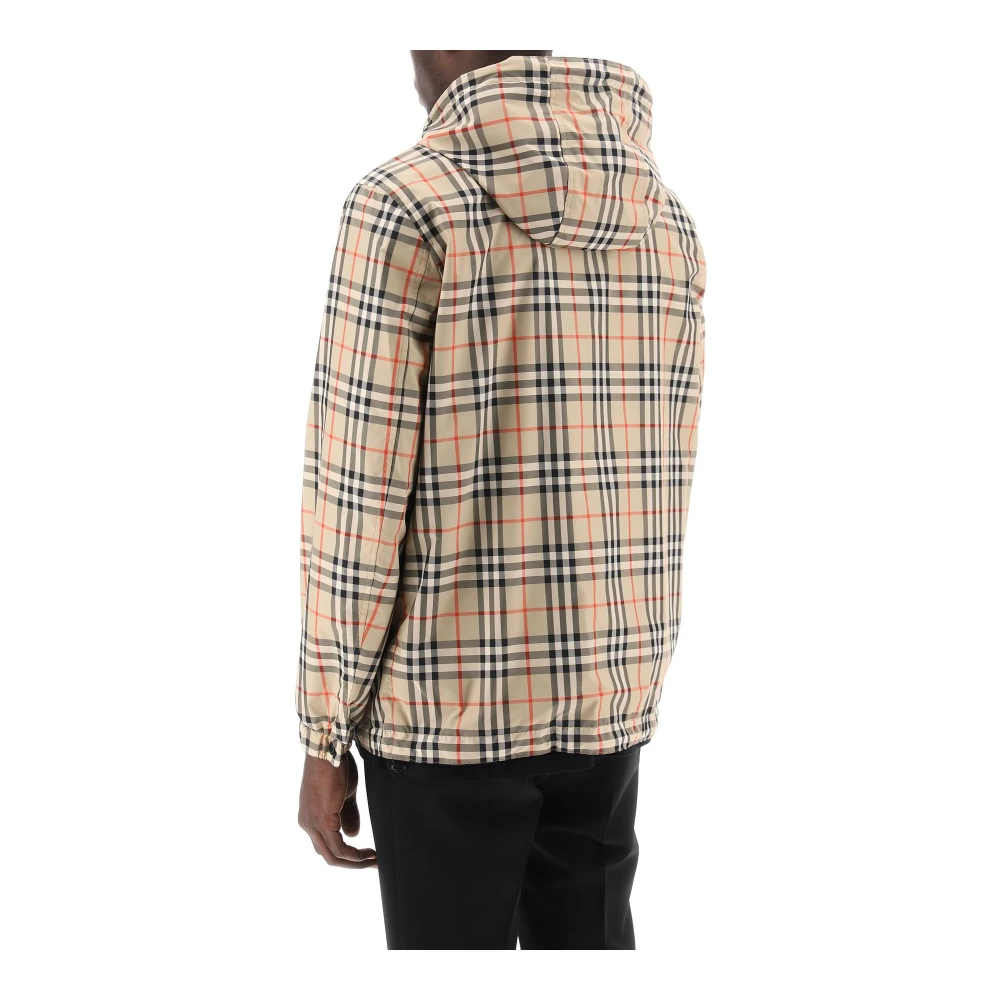 Burberry Omkeerbare Windbreaker Jas met Capuchon Beige Heren