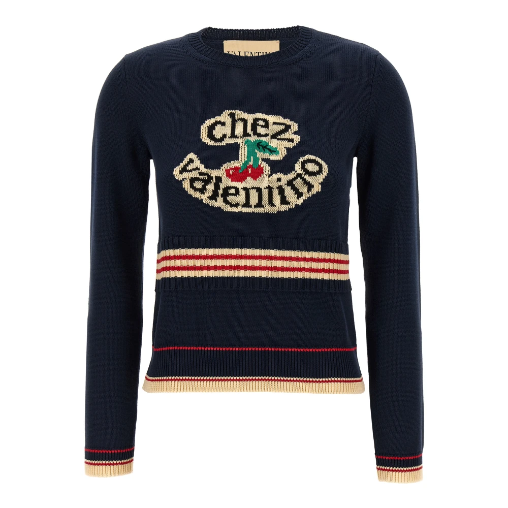 Valentino Garavani Women's Blue Round-Neck Knitwear, S, Chez Jumper