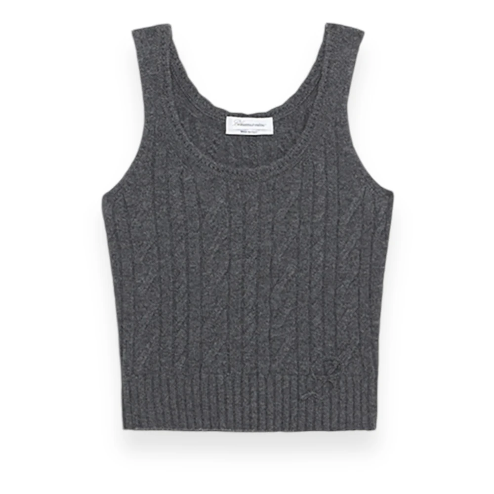 Blumarine Stickad Tank Top Gray, Dam