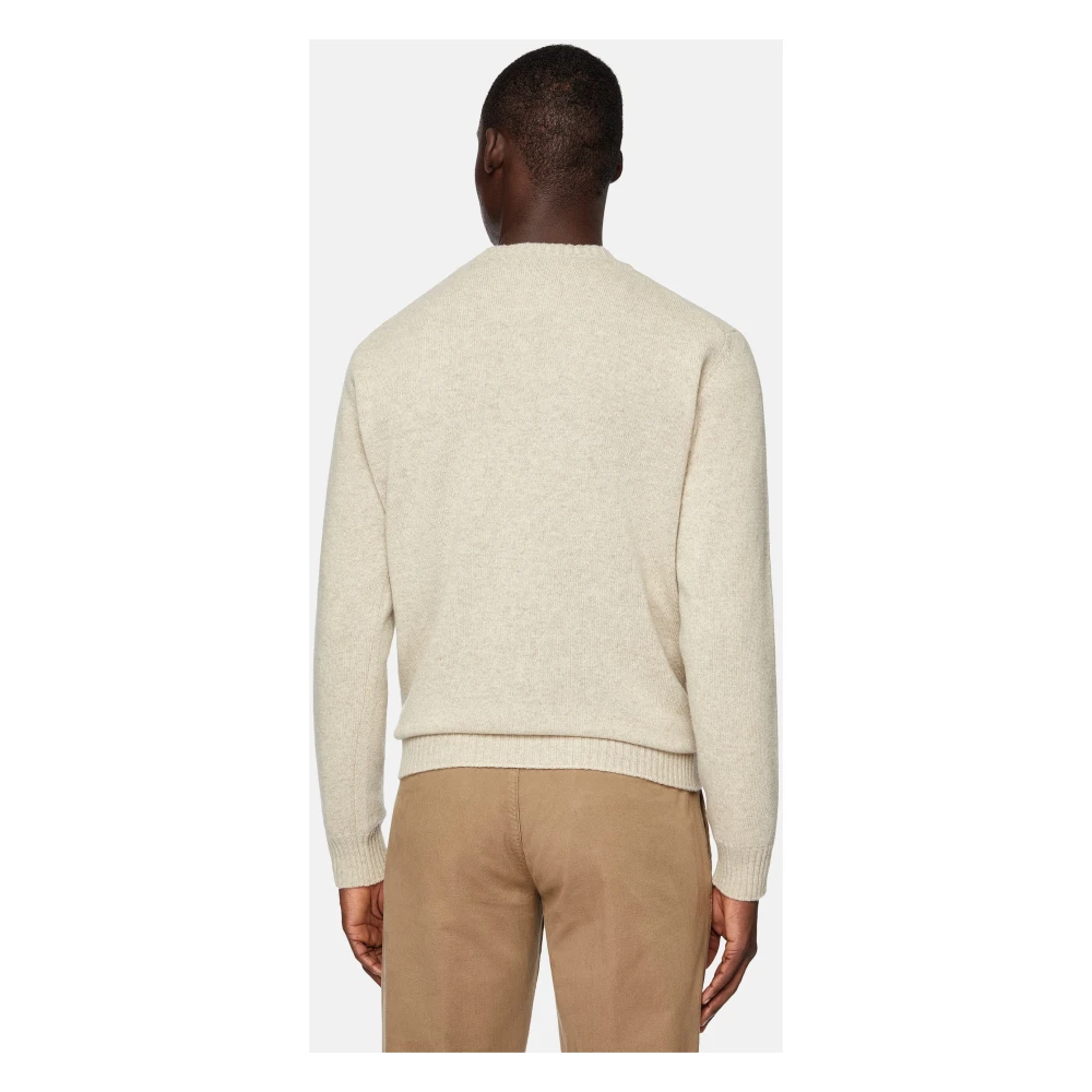 Boggi Milano Wol Blend Crew Neck Jumper Beige Heren