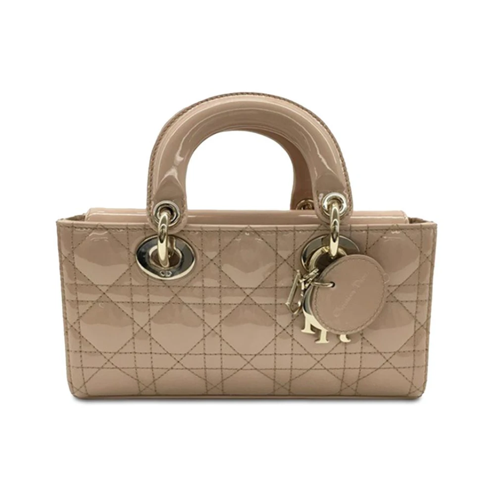 Dior Vintage Women's Brown Pre-Owned Elegant Quilted Leather Top Handle Satchel Bag