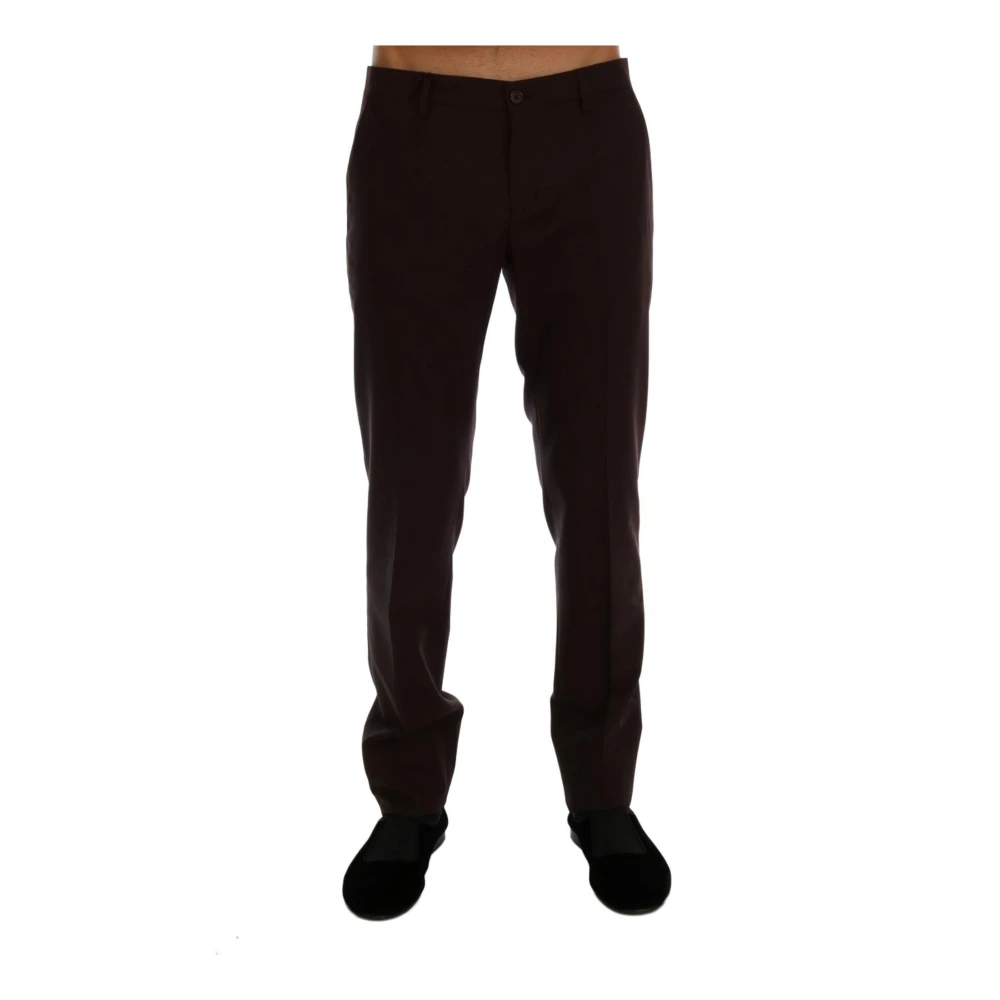 Dolce & Gabbana Paarse Wol Stretch Slim Fit Broek Black Heren