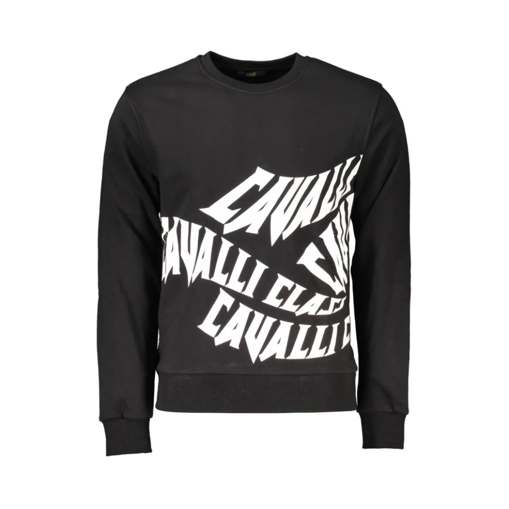 Cavalli Class Men's Black Sweatshirts,, Cotton Jumper Extra Large