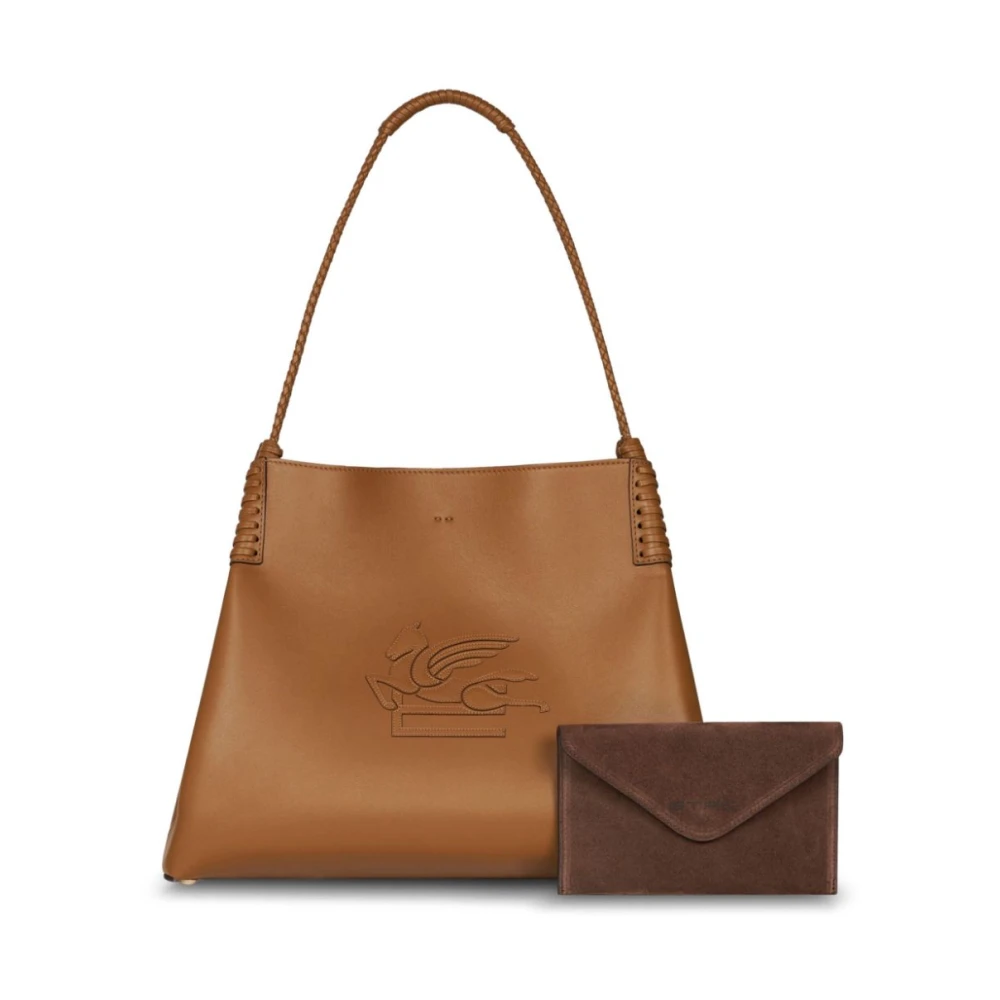 ETRO Bruine leren boodschappentas met Pegasus Brown Dames