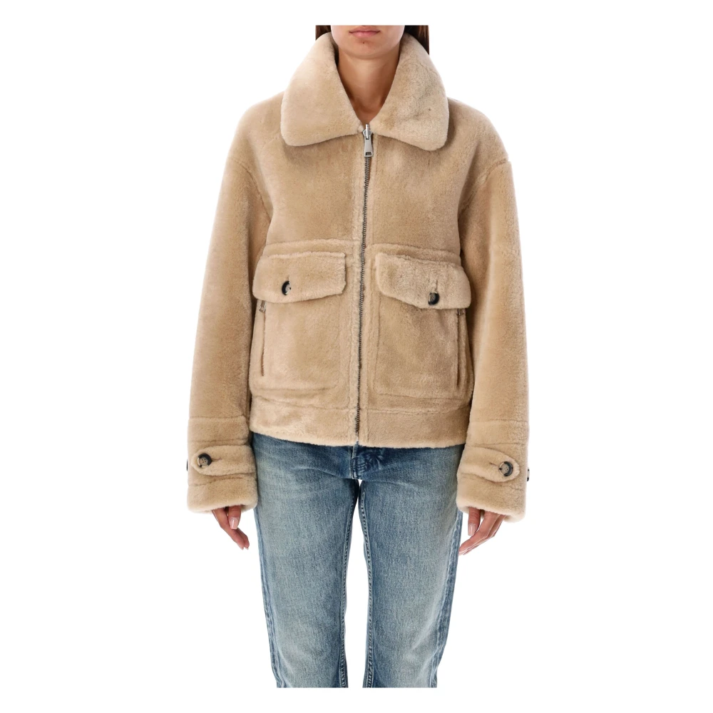 Urbancode Omkeerbare Shearling Aviator Peacoat Kameel Beige Dames