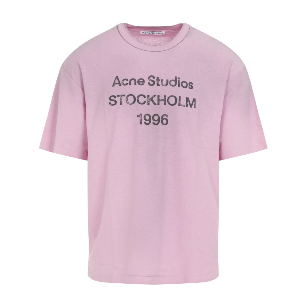 Acne Studios Logo T-shirt in Cotton Candy Pink Heren