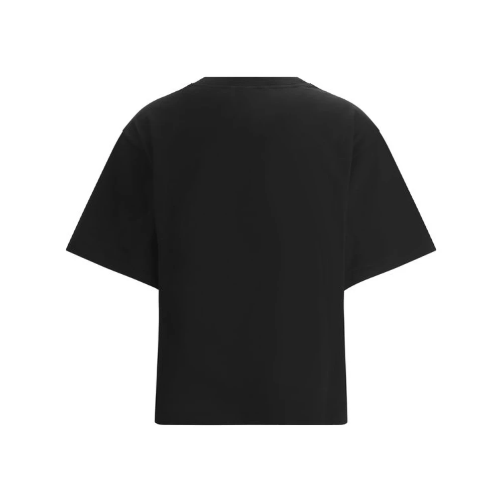 Dolce & Gabbana Logo T-shirt met geribbelde ronde hals Black Dames