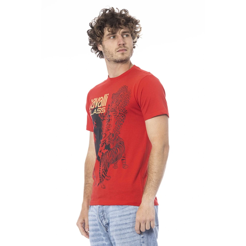 Cavalli Class Logo Print Korte Mouw T-shirt Red Heren