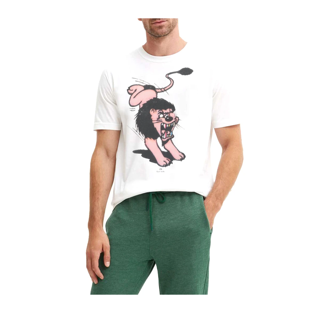 PS By Paul Smith Grafische Print Casual Slim Fit T-shirt White Heren