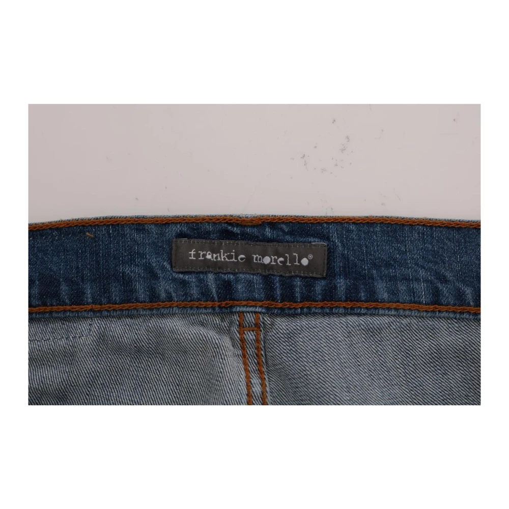Frankie Morello Slim Fit Logo Jeans Blauwe Wassing Blue Heren