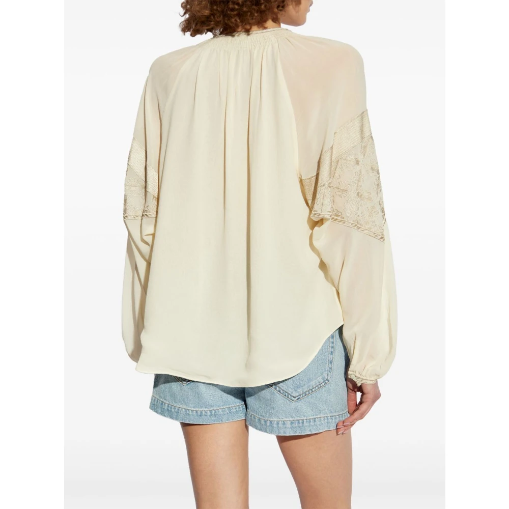 Isabel marant Beige Zijden Geborduurde Top Beige Dames