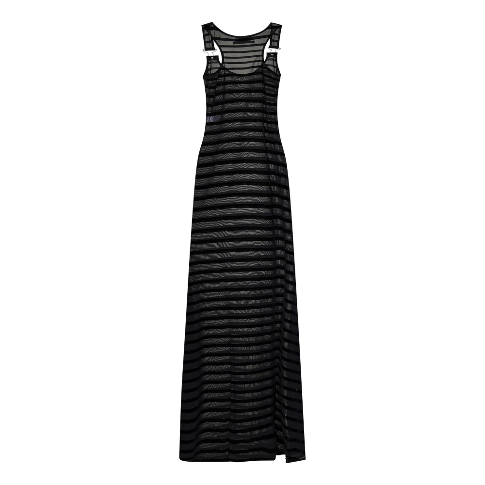 Jean Paul Gaultier Zwarte Gestreepte Overall Jurk Black Dames