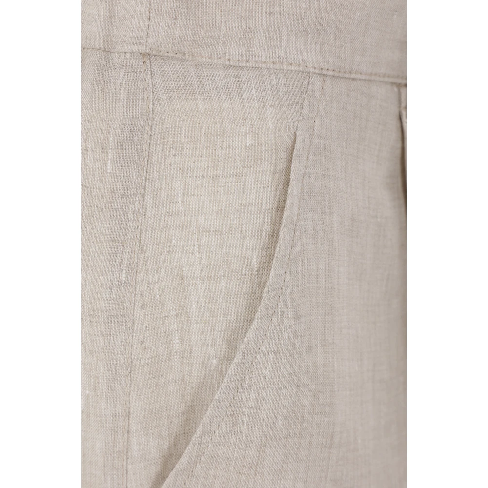 BRUNELLO CUCINELLI Beige Linnen Shorts met Elastische Taille Beige Dames