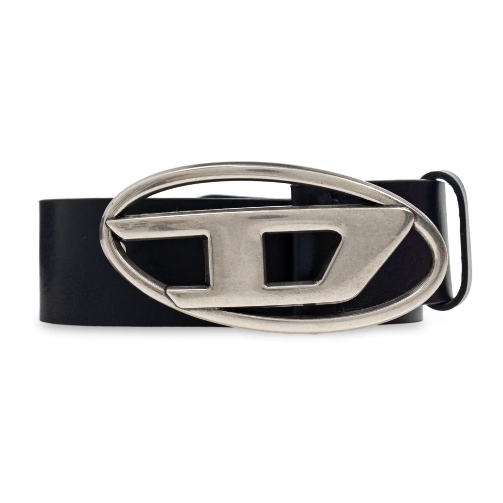 Diesel Leren riem Ovaal D Logo B-1Dr Black Unisex