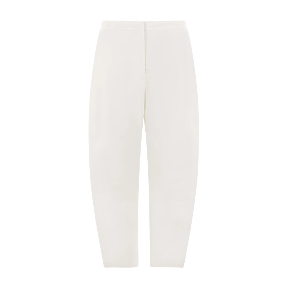 Jil Sander Witte Baggy-Fit Katoenen Broek met JS+ Borduursel White Dames