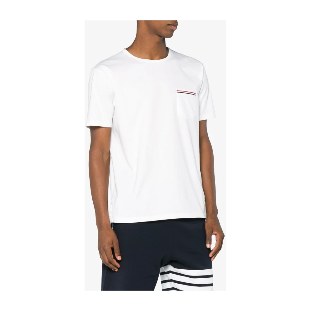 Thom Browne Wit T-shirt met Rwb Zak Trim White Heren
