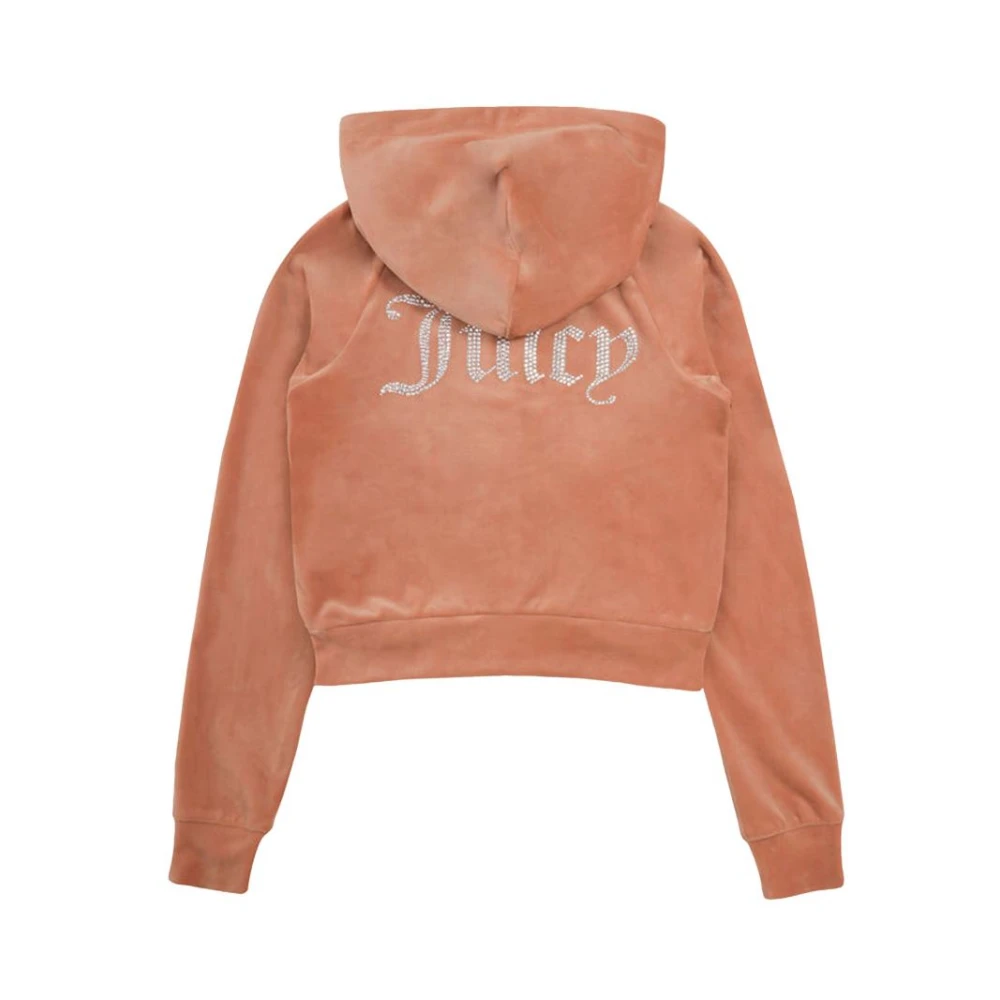 Juicy Couture Velours Hoodie met Strass Detail Brown Dames