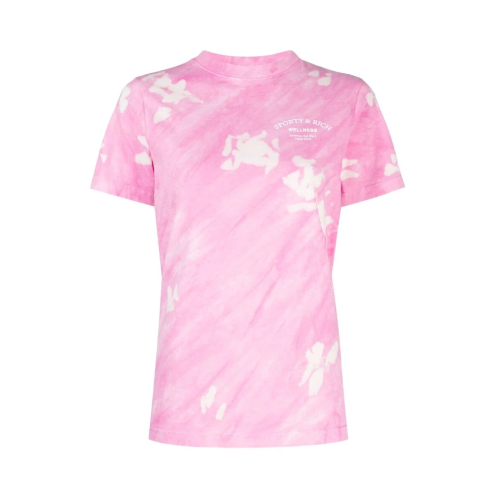Sporty & Rich Roze Tie-Dye Logo T-Shirt Pink Dames