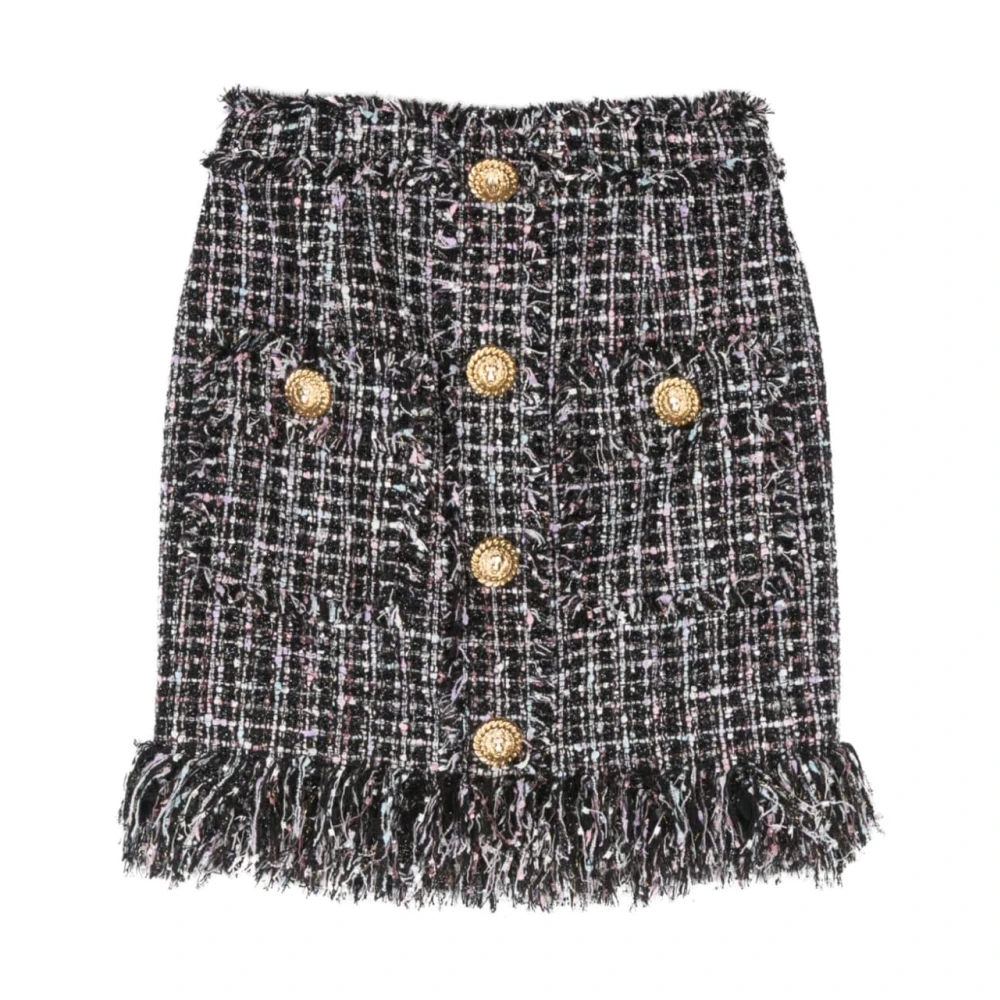 Balmain Fringed Tweed Korte Rok Multicolor Dames