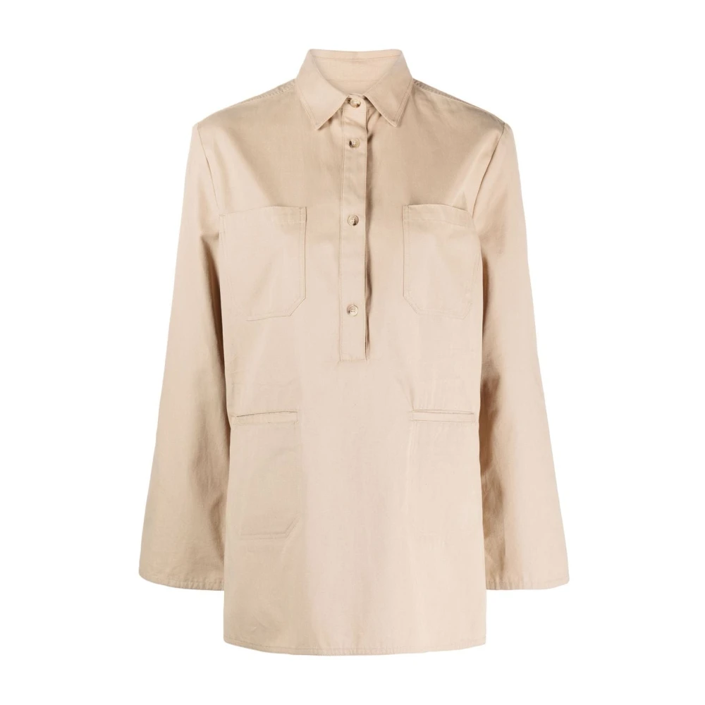 TotêMe Beige Organisch Katoenen Twill Overhemd Beige Dames