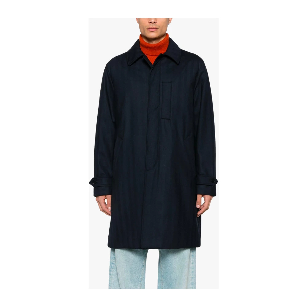 Aspesi Technische wollen trenchcoat Blue Heren