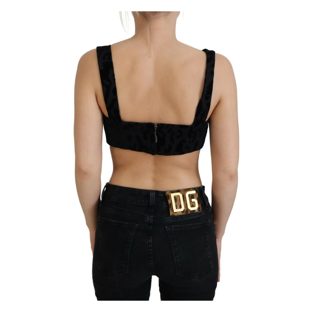 Dolce & Gabbana Elegant Zwart Katoenmix Bustier Korset Top Black Dames