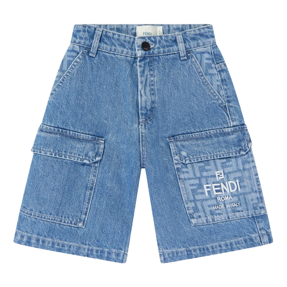 Fendi Boys Blue Shorts,, Denim Bermuda Shorts Size 12 Y