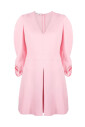 robe-rose-a-plis-creux-et-col-en-v