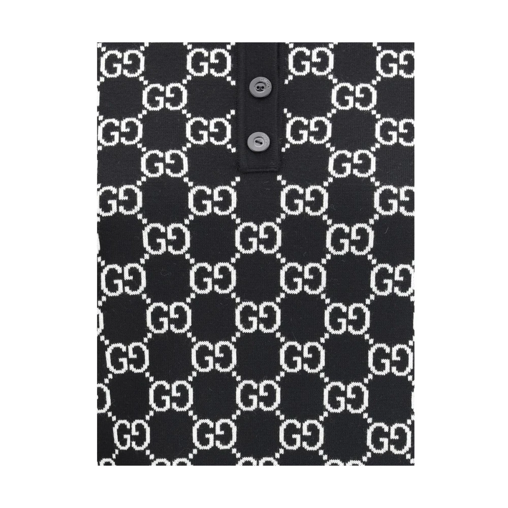 Gucci GG Wol Jacquard Polo Shirt Black Dames