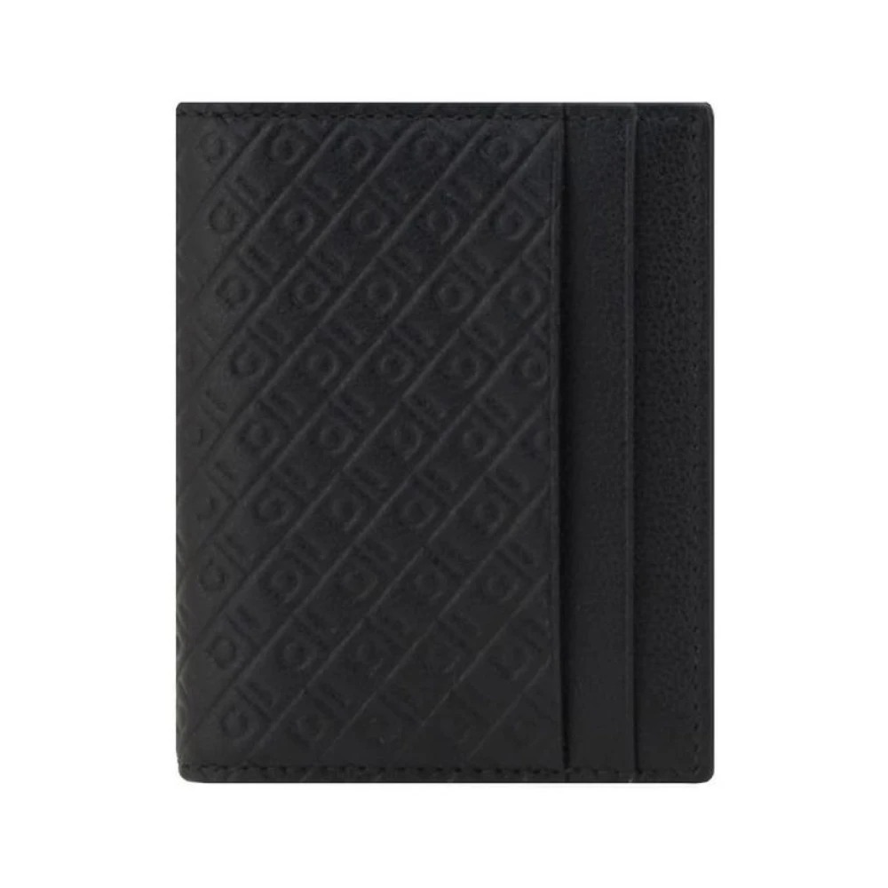 Ferragamo Men's Black Wallets & Cardholders, One Size, Monogram Leather Card Holder