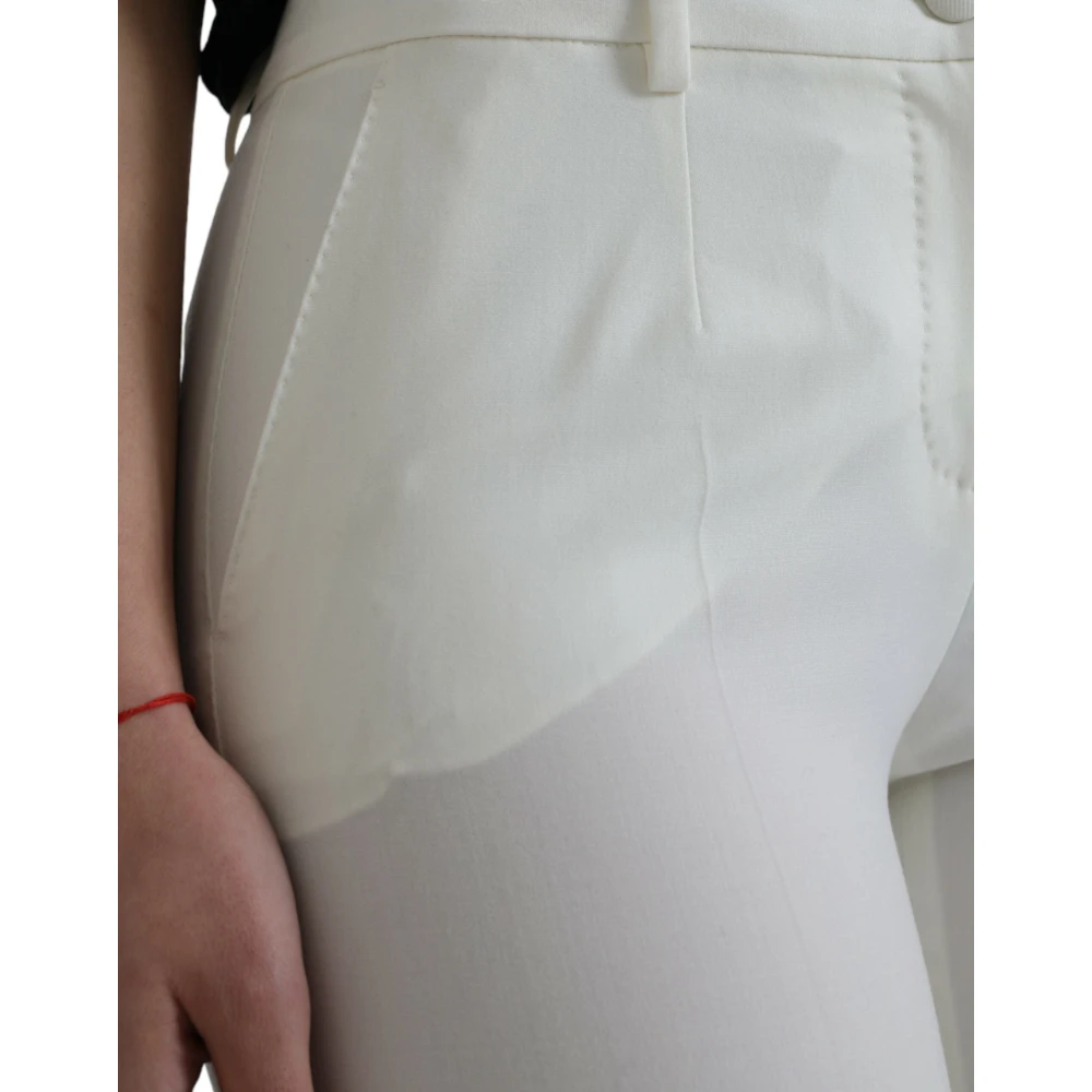 Dolce & Gabbana Luxe Witte Taps Toelopende Mid-Taille Broek White Dames