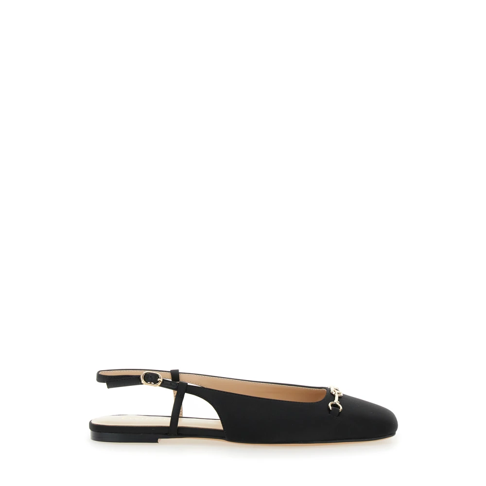 Twinset Women's Black Ballet Flats With Square Toe - Ballerina Shoes - 3 Uk - Shoes