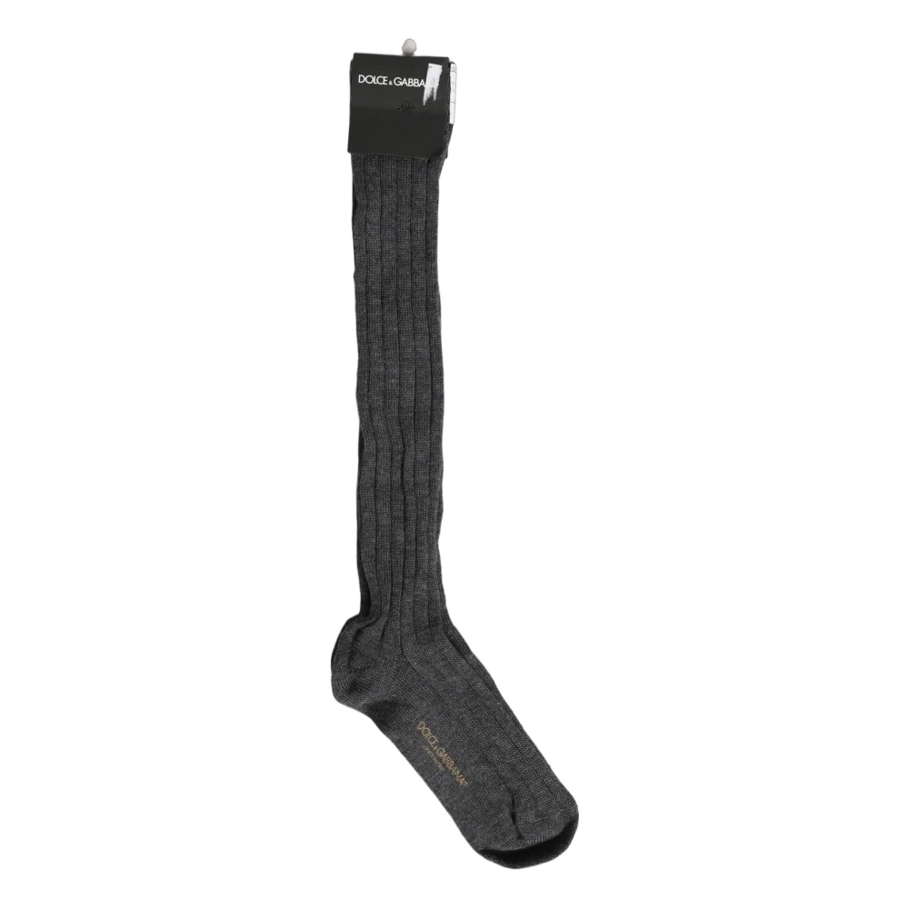 Dolce & Gabbana Gray Wool Blend Over The Calf Accessory Socks - 10.5 - Image 2