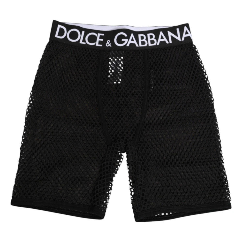 Dolce & Gabbana Vrouw Zwart Ondergoed Dames, S, Katoen, E Logo Mesh Shorts