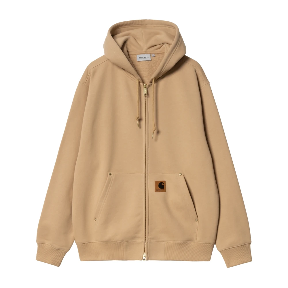 Carhartt WIP Hooded Sweat Jacket met Front Logo Brown Heren