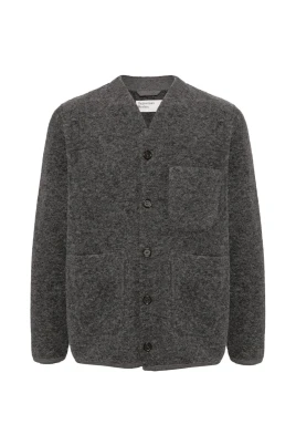 Navy Blue Wool Blend Cardigan