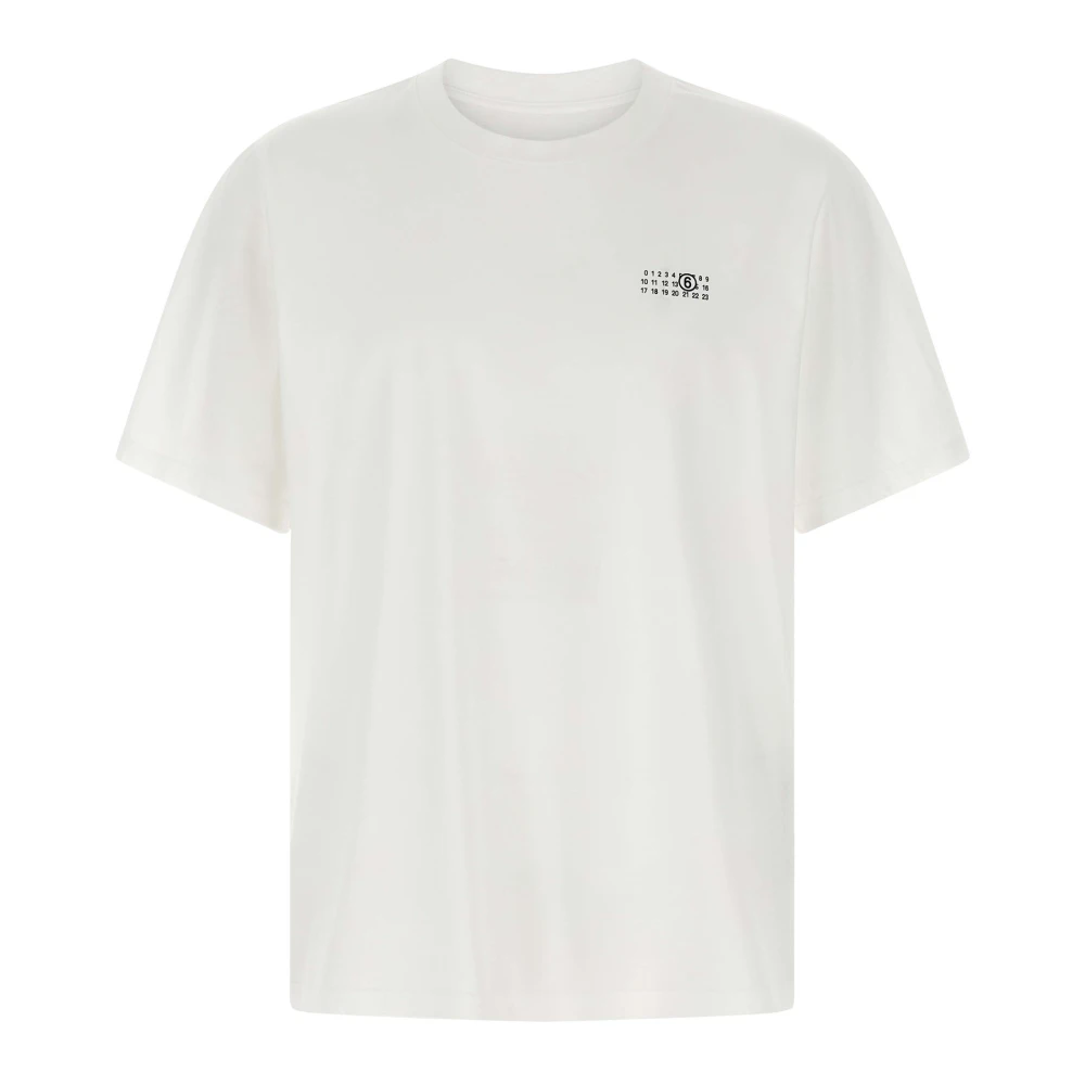 Mm6 Maison Margiela Herr Vit Toppar L, Bomull, Tryckt T-Shirt