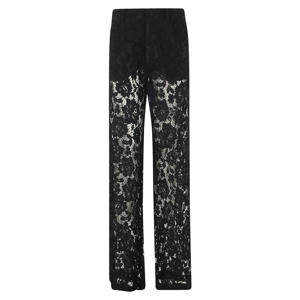 Federica Tosi Women's Black Lace Trousers - Straight Trousers - Xs - Trousers