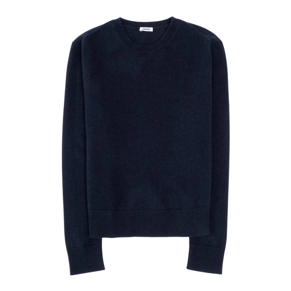 Aspesi Luxe Cashmere Crew Neck Jumper Blue Heren