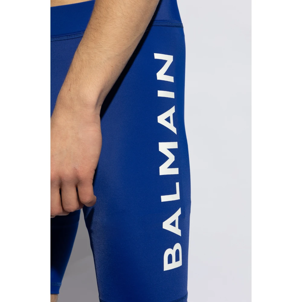 Balmain Zwemshorts met Logo Blue Heren
