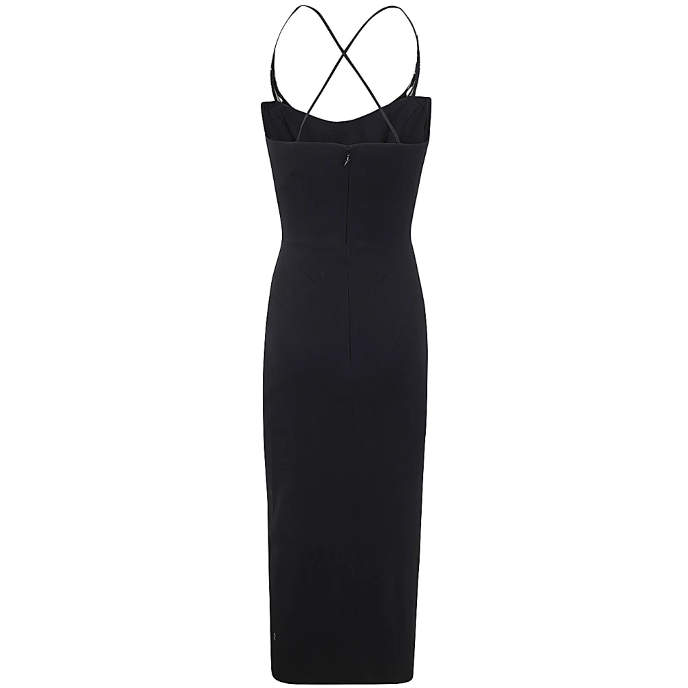 Mugler Zwarte Midi Jurk 1999 Stijl Black Dames