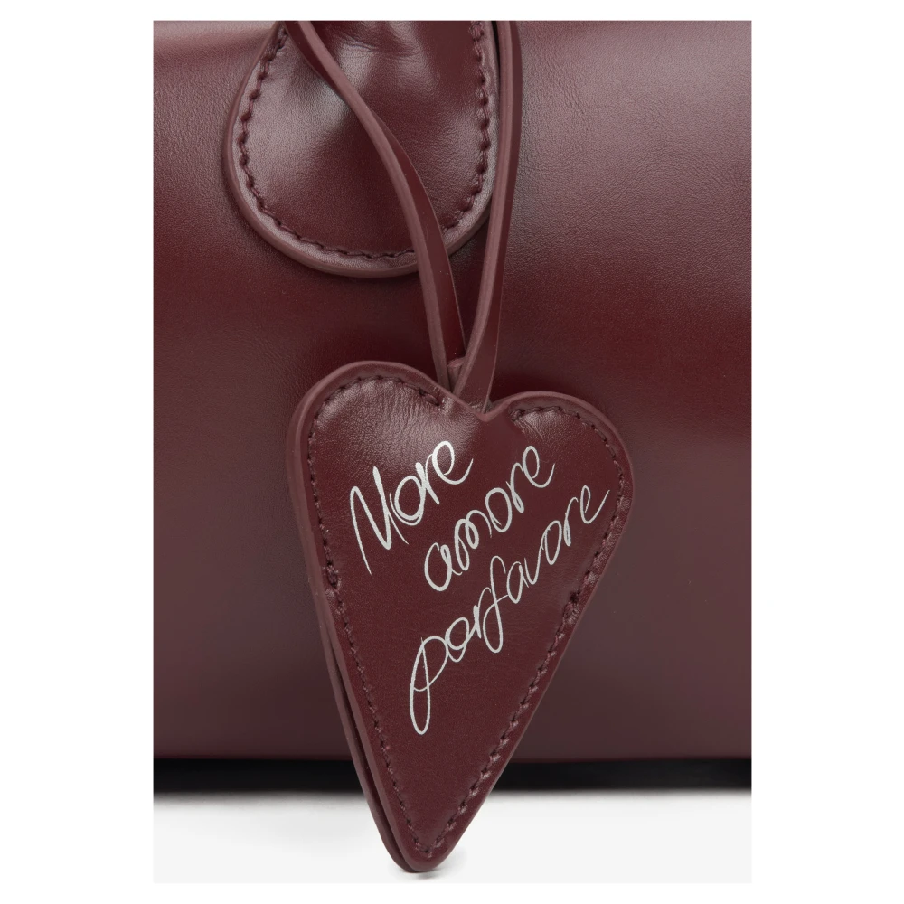 Estro Dames Bordeauxrode Leren Schoudertas met Lange Handvatten Red Dames