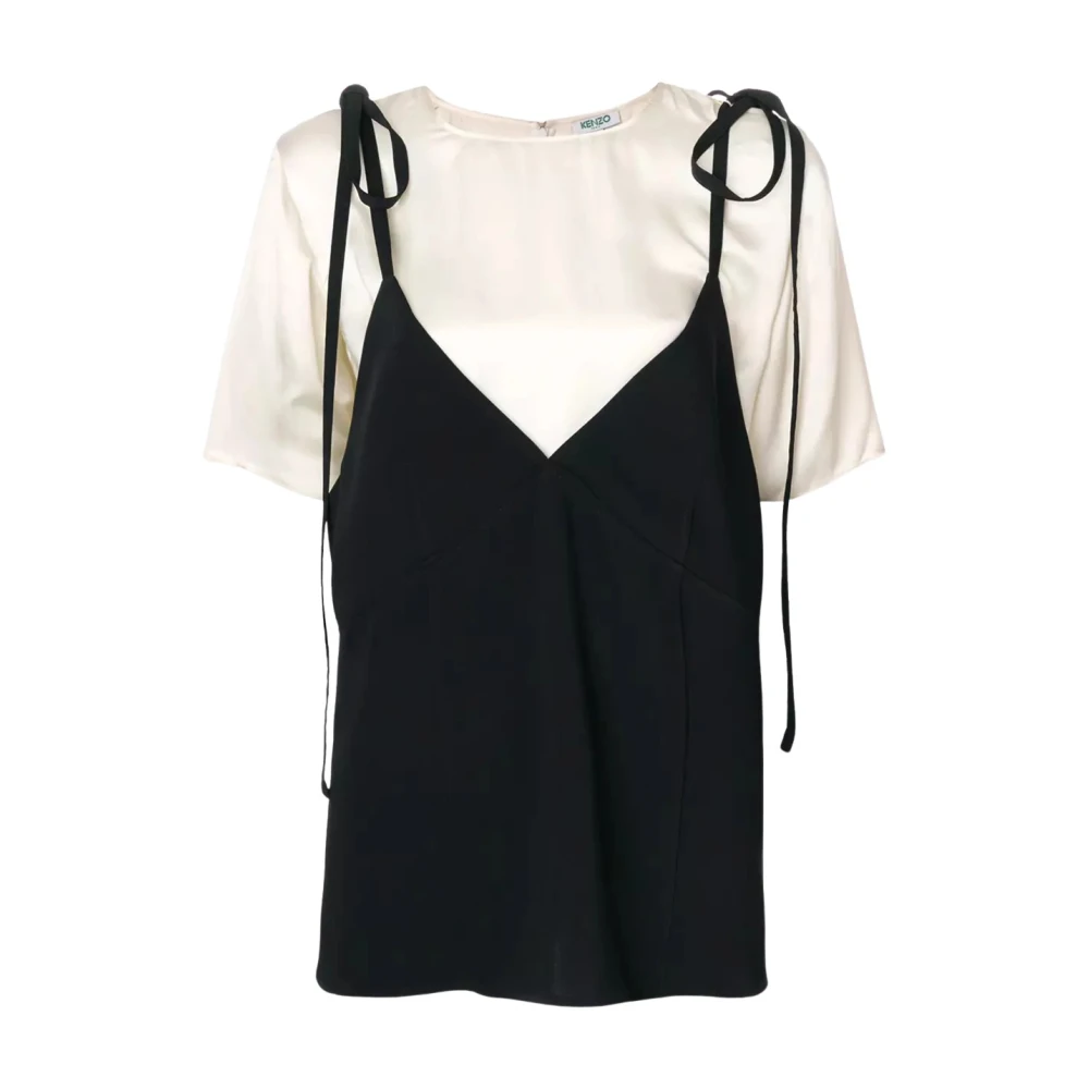 Kenzo Gelaagde blouse in wit en zwart Black Dames