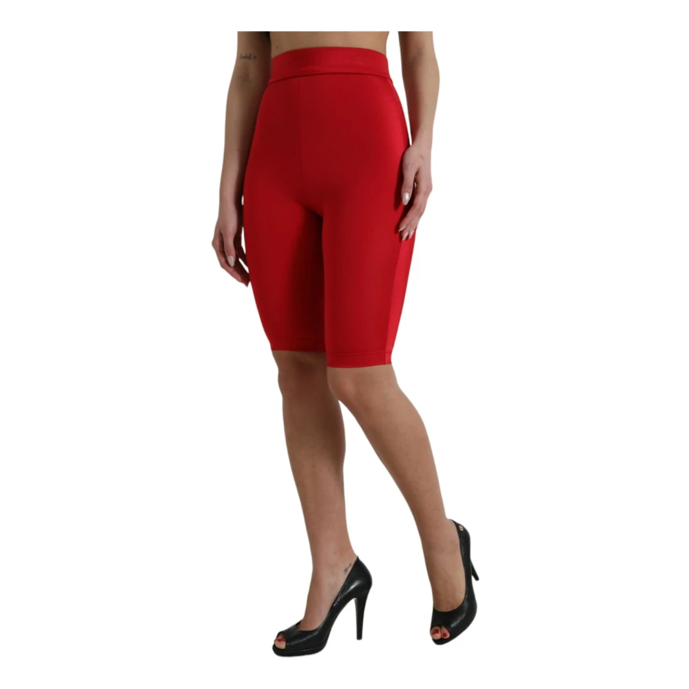 Dolce & Gabbana Rode Hoge Taille Leggings Broek Red Dames