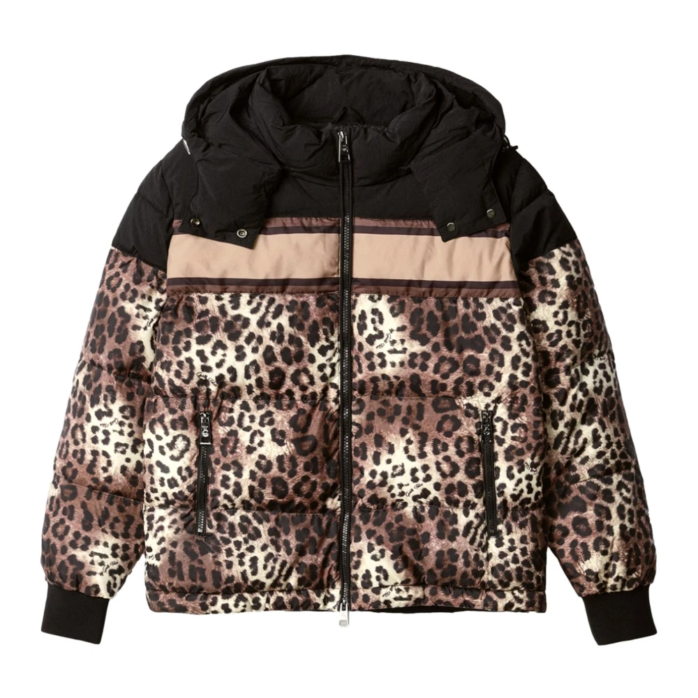 Gaëlle Paris Luipaardprint Beige Gewatteerde Jas Multicolor Dames