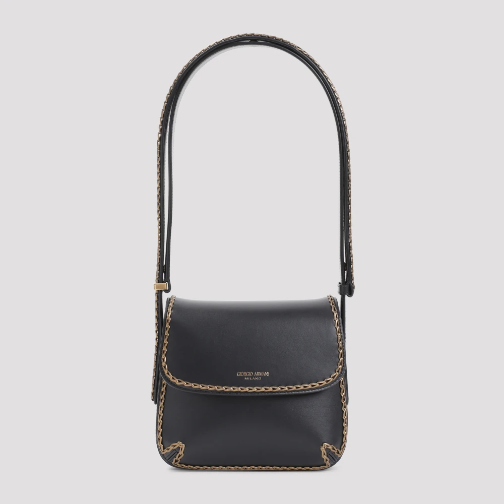 Giorgio Armani Elegante Schoudertas in Zwart en Goud Black Dames