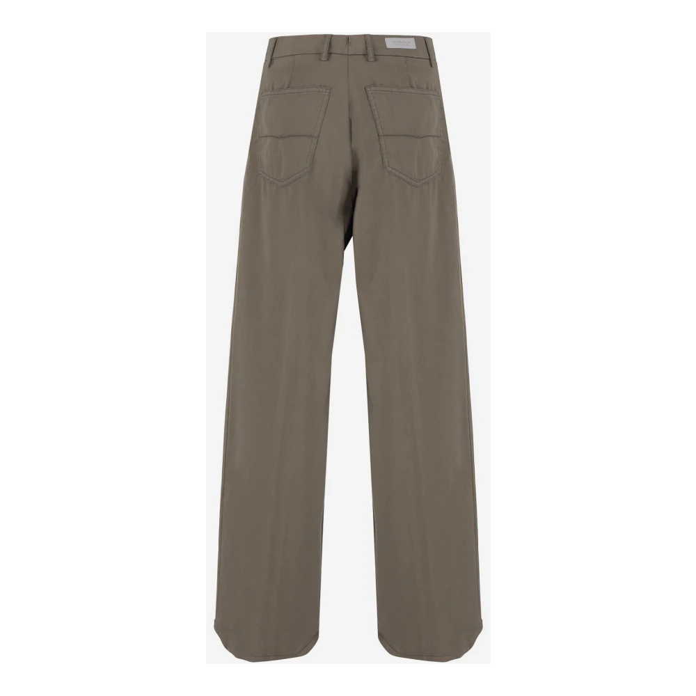 Berwich Zijden Katoenen Wijde Pijp Broek Bruin Brown Dames
