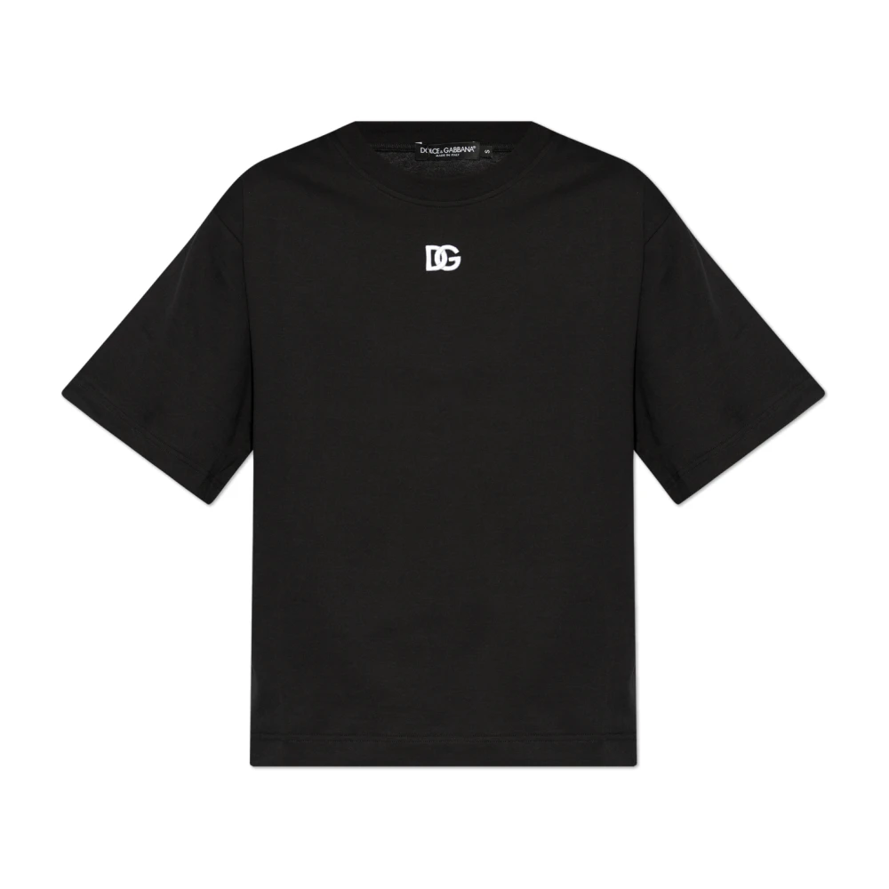 Dolce & Gabbana T-shirt met geborduurd logo Black Dames